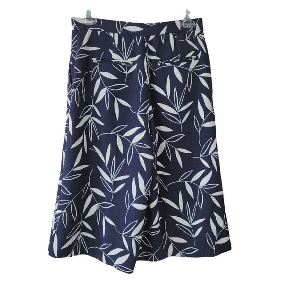 Ann Taylor Petites Culotte Pants Sz 0P Dark Navy Blue Leaf Design Career Office - Picture 1 of 10